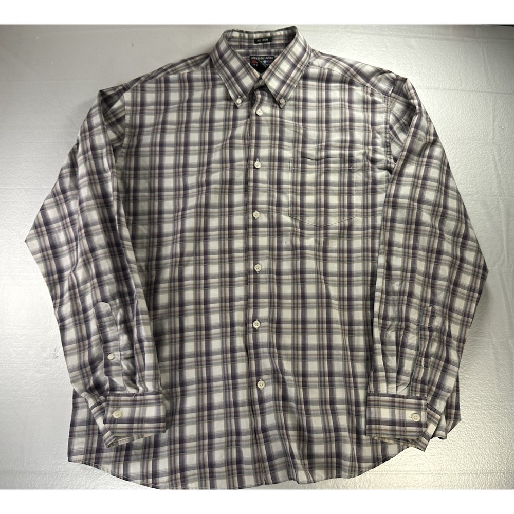 Alexander Julian Colours Button‎ Up Shirt Mens XL Plaid Purple Gray